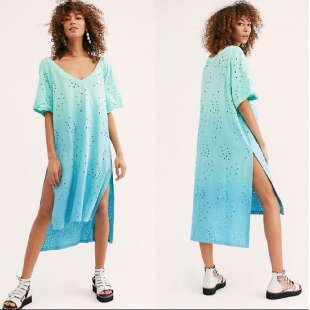 Free People Palm Springs Teal Ombre Swim Cover-Up